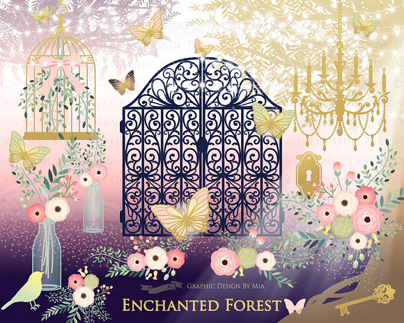 Enchanted Forest Clipart+Pattern set in Illustrations - product preview 2