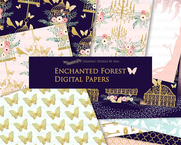 Enchanted Forest Clipart+Pattern set in Illustrations - product preview 6