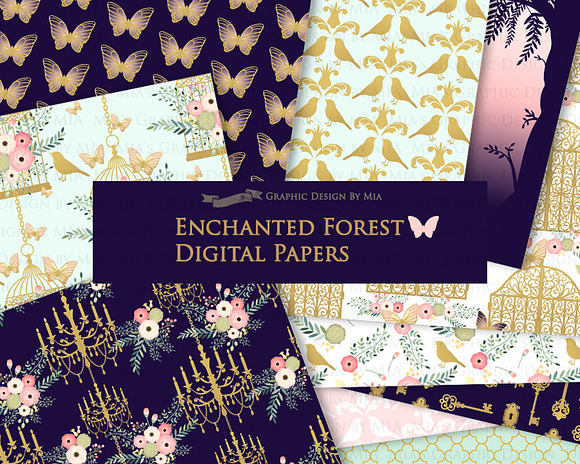 Enchanted Forest Clipart+Pattern set in Illustrations - product preview 7