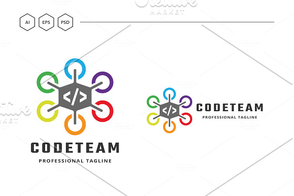 Code Team Logo in Logo Templates - product preview 3