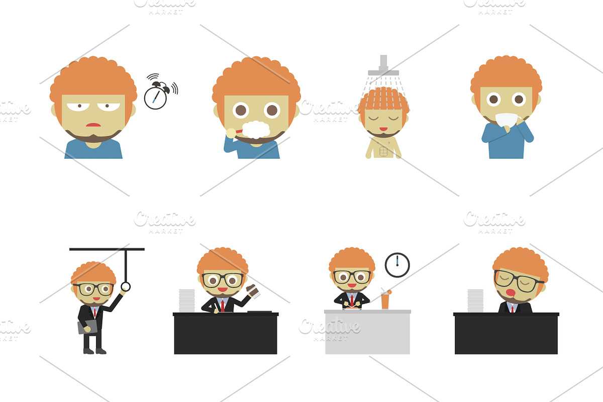 worker routine in Illustrations - product preview 8