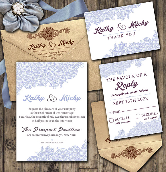 Lace Diy Invitation-02 in Wedding Templates - product preview 1