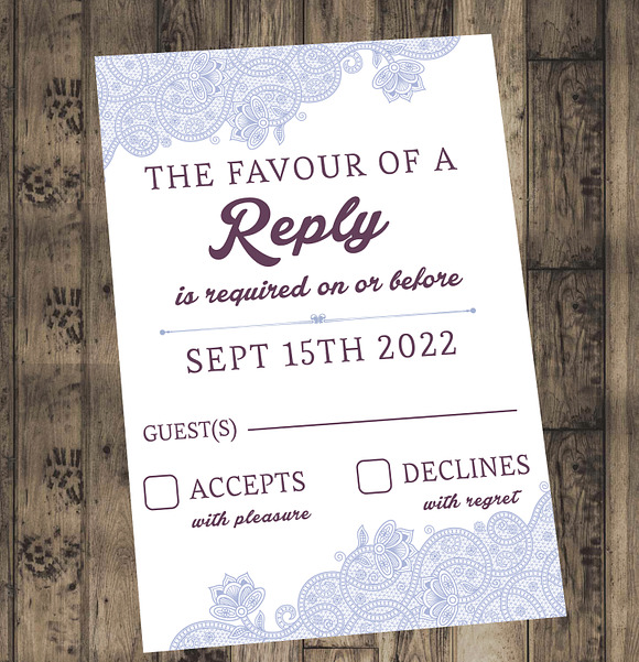 Lace Diy Invitation-02 in Wedding Templates - product preview 2