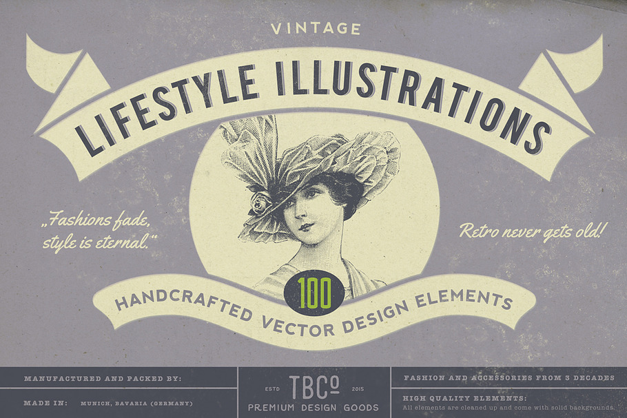 100 Vintage Lifestyle Illustrations