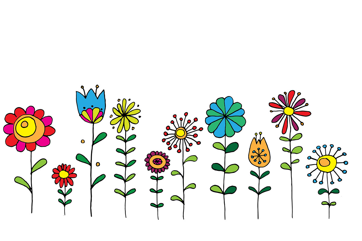 Hand drawn retro flowers in Illustrations - product preview 8