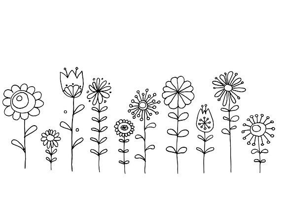 Hand drawn retro flowers in Illustrations - product preview 1
