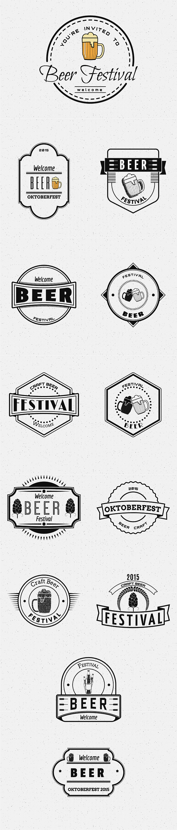 Beer festival set badges in Objects - product preview 1