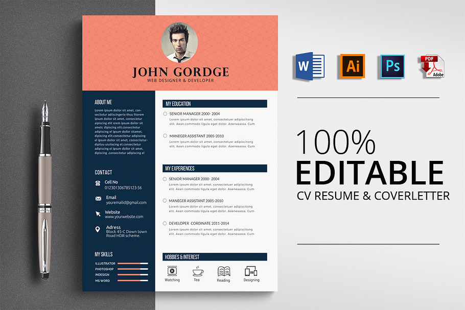 CV Resume 4 Format Template in Letter Templates - product preview 8