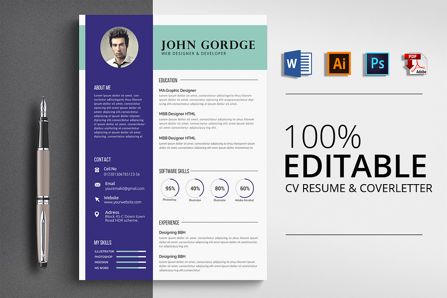 CV Resume Template in Letter Templates - product preview 8