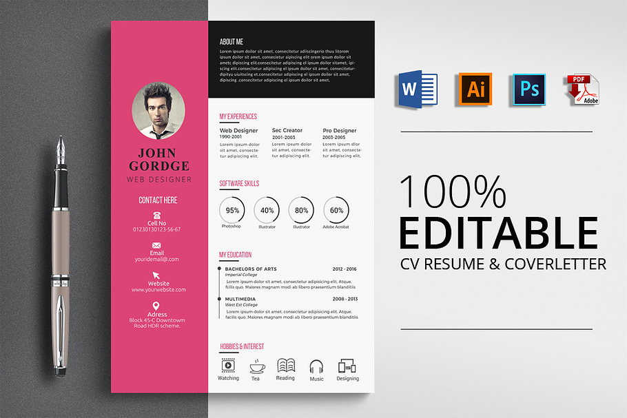 CV Resume Template Word in Letter Templates - product preview 8