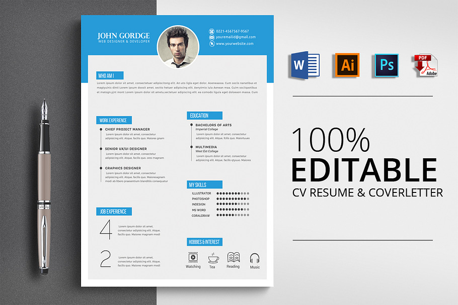 CV Resume Template in Letter Templates - product preview 8