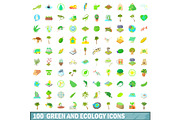 100 green and ecology icons set