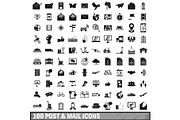 100 post and mail icons set in