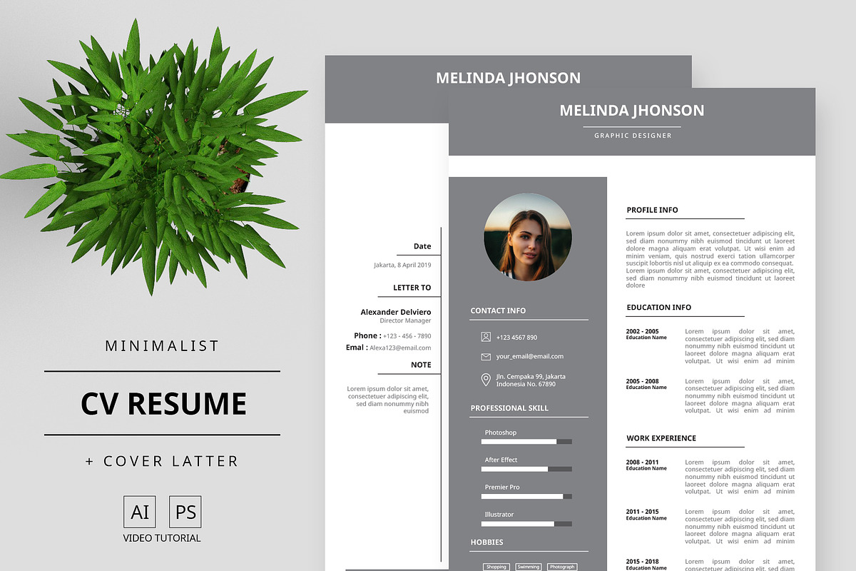 Minimalist CV Resume in Letter Templates - product preview 8