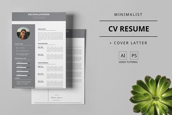 Minimalist CV Resume in Letter Templates - product preview 2