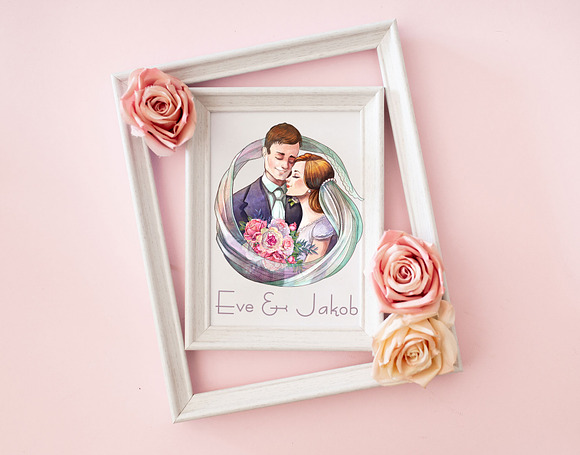 Wedding couple watercolor clipart in Illustrations - product preview 1