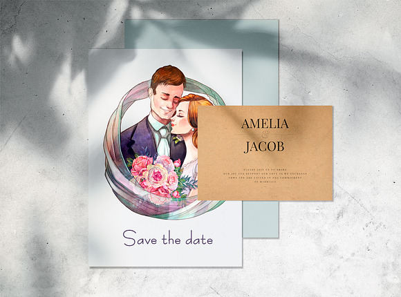 Wedding couple watercolor clipart in Illustrations - product preview 7