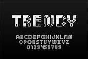 English trendy striped alphabet