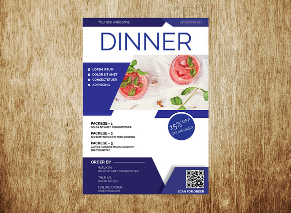 Dinner Food Restaurant Flyer in Invitation Templates - product preview 1