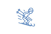 Snow skiing line icon concept. Snow