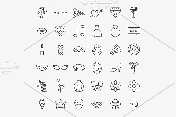Girl Power Line Art Icons in Icons - product preview 1