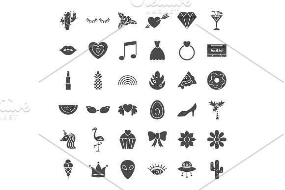Girl Power Line Art Icons in Icons - product preview 2