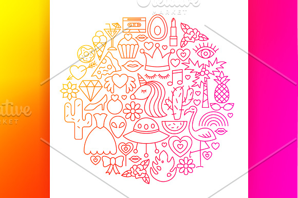 Girl Power Line Art Icons in Icons - product preview 3