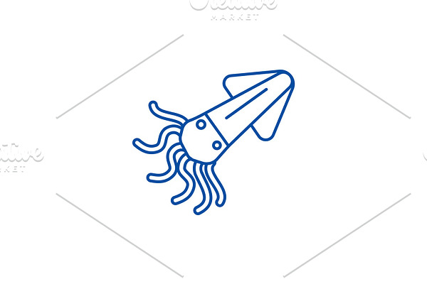 Squid,calamary line icon concept