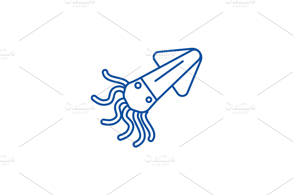 Squid,calamary line icon concept in Illustrations - product preview 8