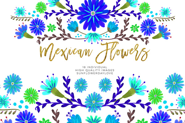 Blue fiesta flowers clip art