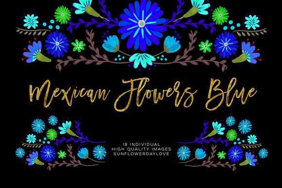 Blue fiesta flowers clip art in Illustrations - product preview 1