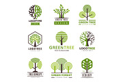 Tree logotypes. Eco green symbols