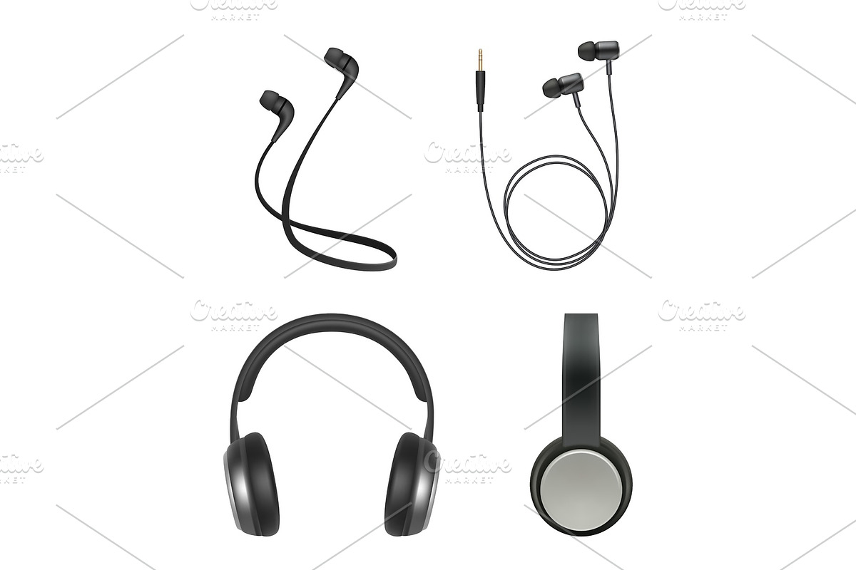 Earphones realistic. Headphone music in Graphics - product preview 8
