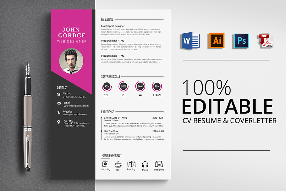 4 Format CV Resume Template in Letter Templates - product preview 8