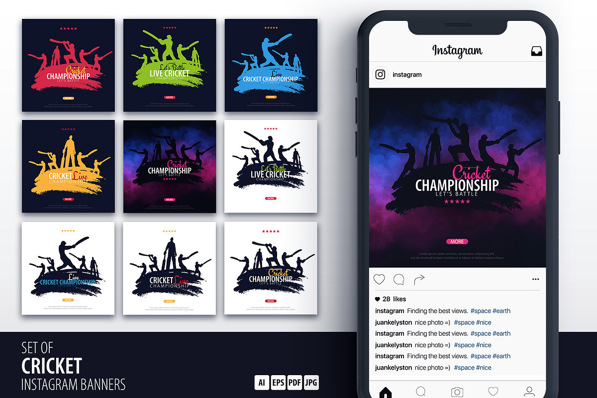 9 Cricket Banners in Instagram Templates - product preview 8