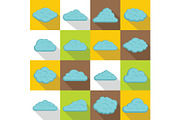 Clouds icons set, flat style