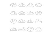 Clouds icons set, outline style