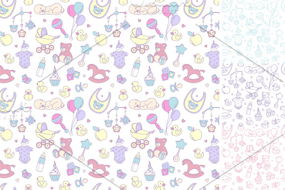 Hello, Baby! Nursery patterns set in Illustrations - product preview 3