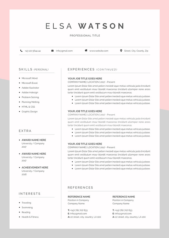 Resume / CV (3 Pages) in Resume Templates - product preview 2