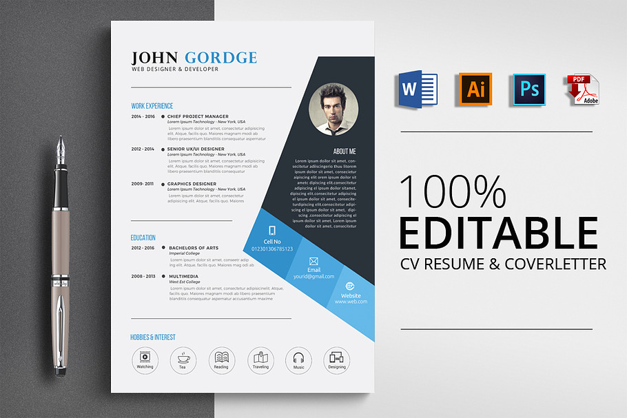 Microsoft Word CV Resume Template in Letter Templates - product preview 8