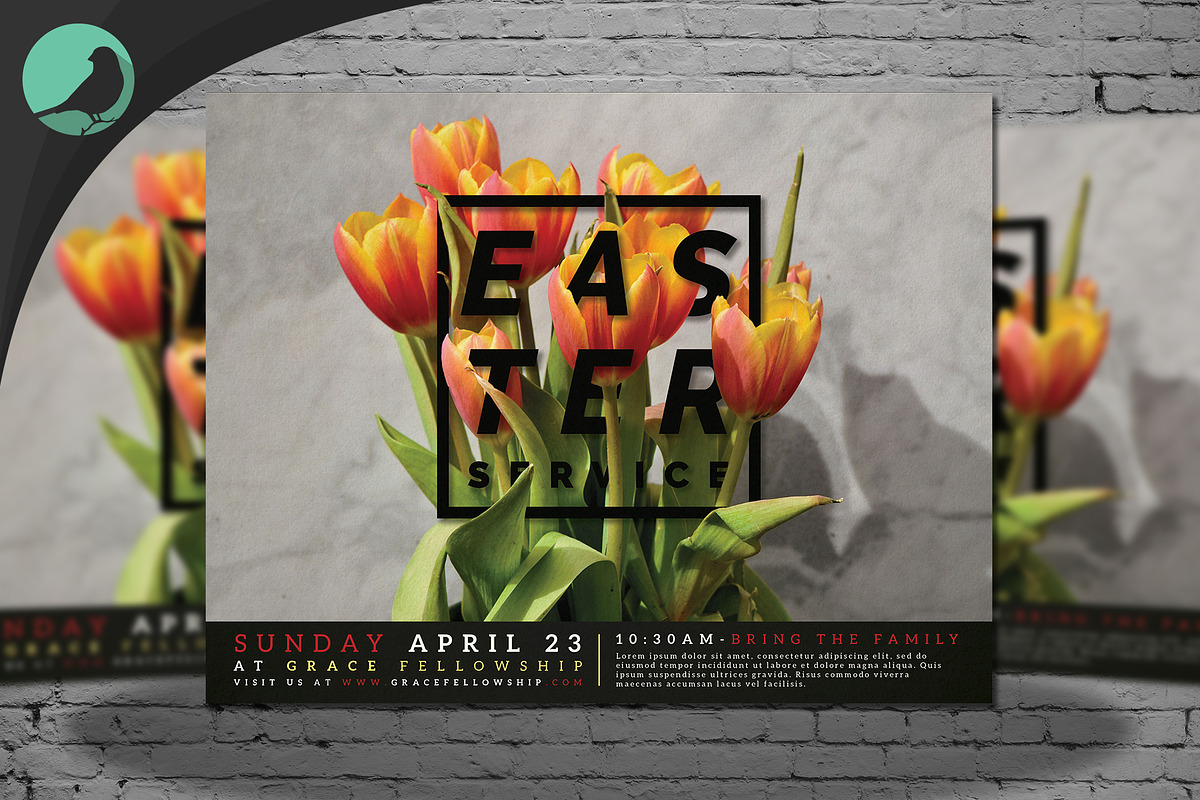 Spring Floral Easter Flyer Template in Invitation Templates - product preview 8