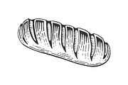 Bread loaf sketch engraving vector