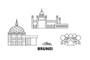 Brunei line travel skyline set