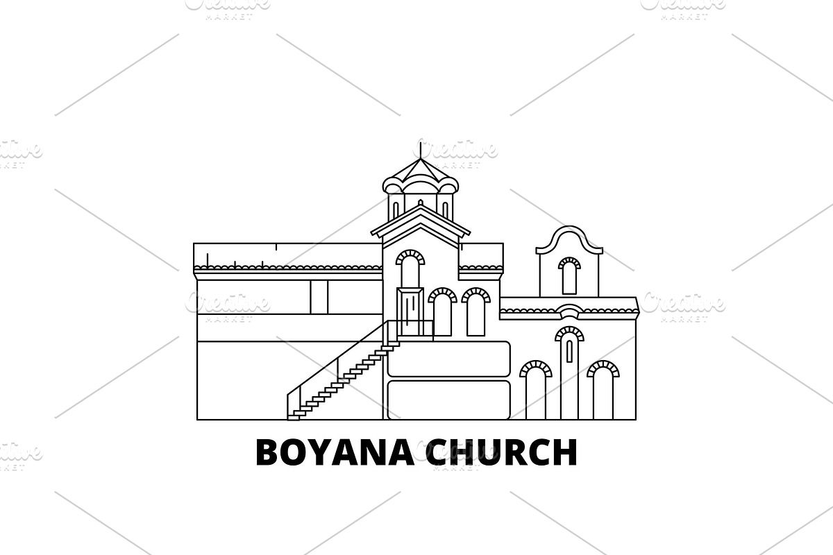 Bulgaria, Sofia, Boyana Church line in Illustrations - product preview 8
