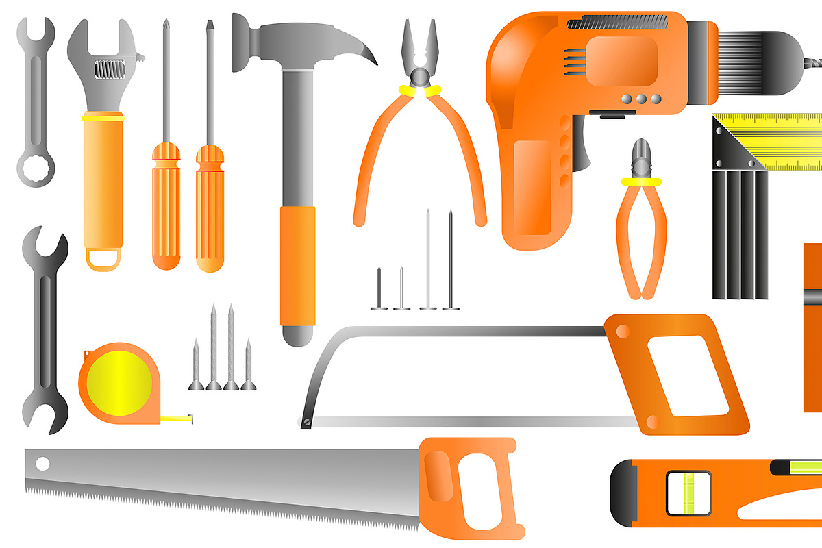 Hand tool set. Collection of equipme in Illustrations - product preview 8