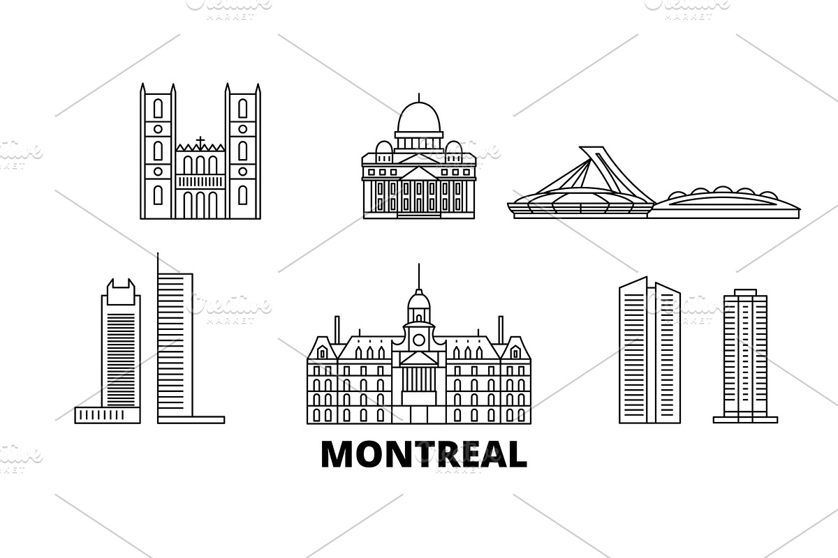Canada, Montreal line travel skyline in Illustrations - product preview 8