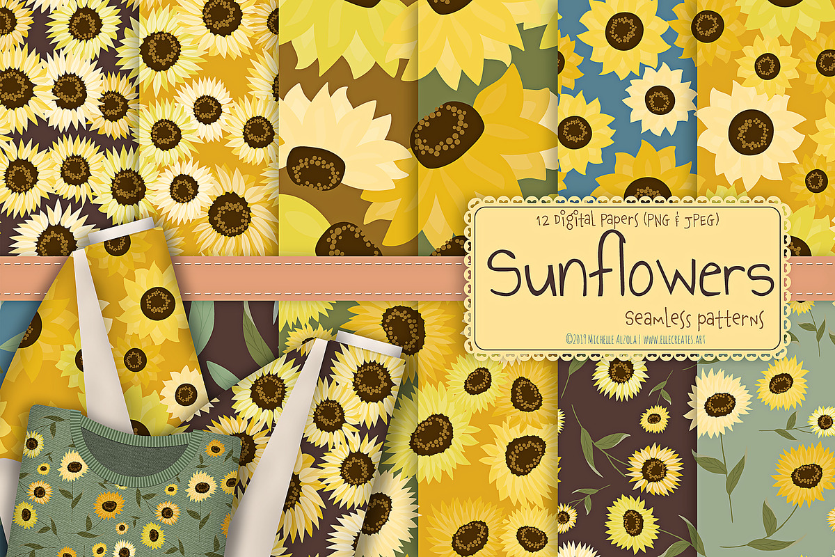 Sunflowers - Seamless Patterns in Patterns - product preview 8