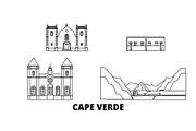 Cape Verde line travel skyline set