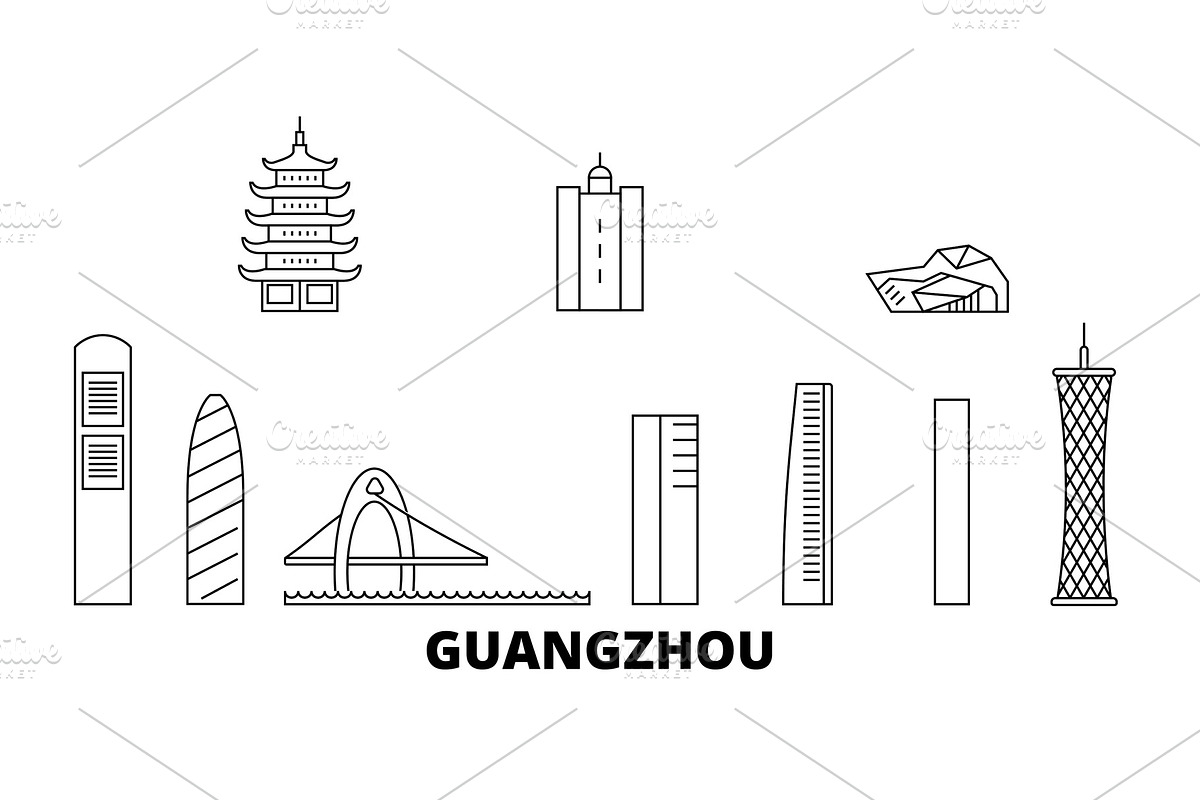 China, Guangzhou City line travel in Illustrations - product preview 8