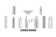 China, Hong Kong line travel skyline